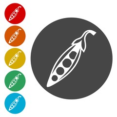 Peas icons set in flat style - Illustration 