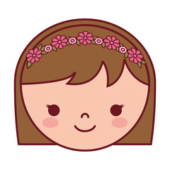 cartoon woman face icon over white background colorful design  vector illustration