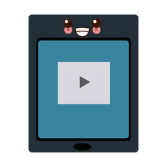 tablet touch with video player on the screen streaming vector illustration