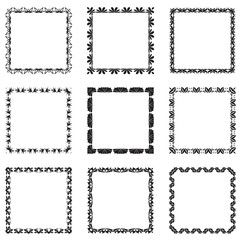 vector set of ornate black picture frames isolated on white