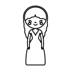 cartoon woman with beautiful dress icon over white background vector illustration