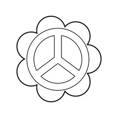 cute flower with peace symbol vector illustration design