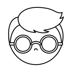 boy with glasses icon over white background vector illustration