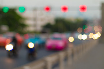 Blur image of car light and traffic in the city for abstract background