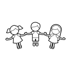 Children holding hands characters vector illustration design