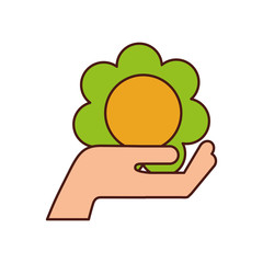 hand human with cute flower isolated icon vector illustration design