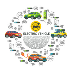 Electric cars. Set of vector simvolov arranged in a circle Isolated on a white background.