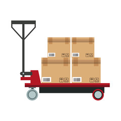 delivery cart boxes cargo logistic icon vector illustration