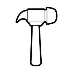 Flat line  hammer uncolored over white background vector illustration