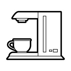 Flat line uncolored  coffee maker  over white background vector illustration