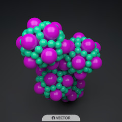 3D molecule. Molecular structure. Vector illustration for science.