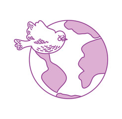 world planet with doves flying vector illustration design