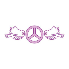 Obraz premium doves flying with peace symbol isolated icon vector illustration design