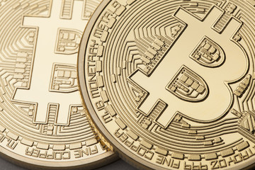 Golden Bitcoin virtual currency coin