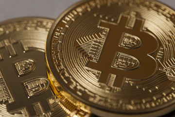 Golden Bitcoin virtual currency coin