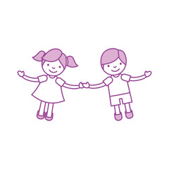 Children holding hands characters vector illustration design