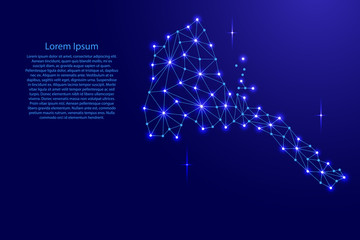 Eritrea map of polygonal mosaic lines network, rays and space stars of vector illustration.