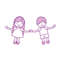 Children holding hands characters vector illustration design