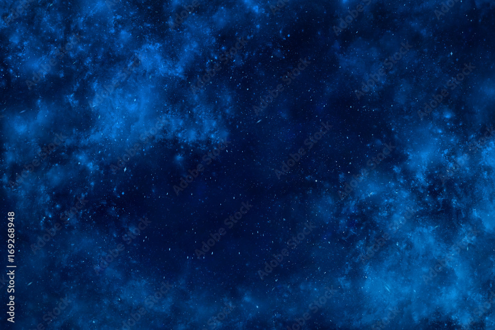 Wall mural outer space dramatic background with clouds and stars