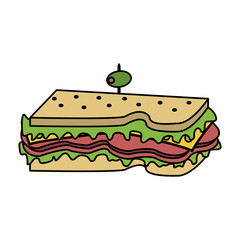 sandwich with olive on top icon image vector illustration design 