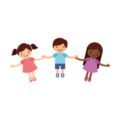 Fototapeta premium Children holding hands characters vector illustration design