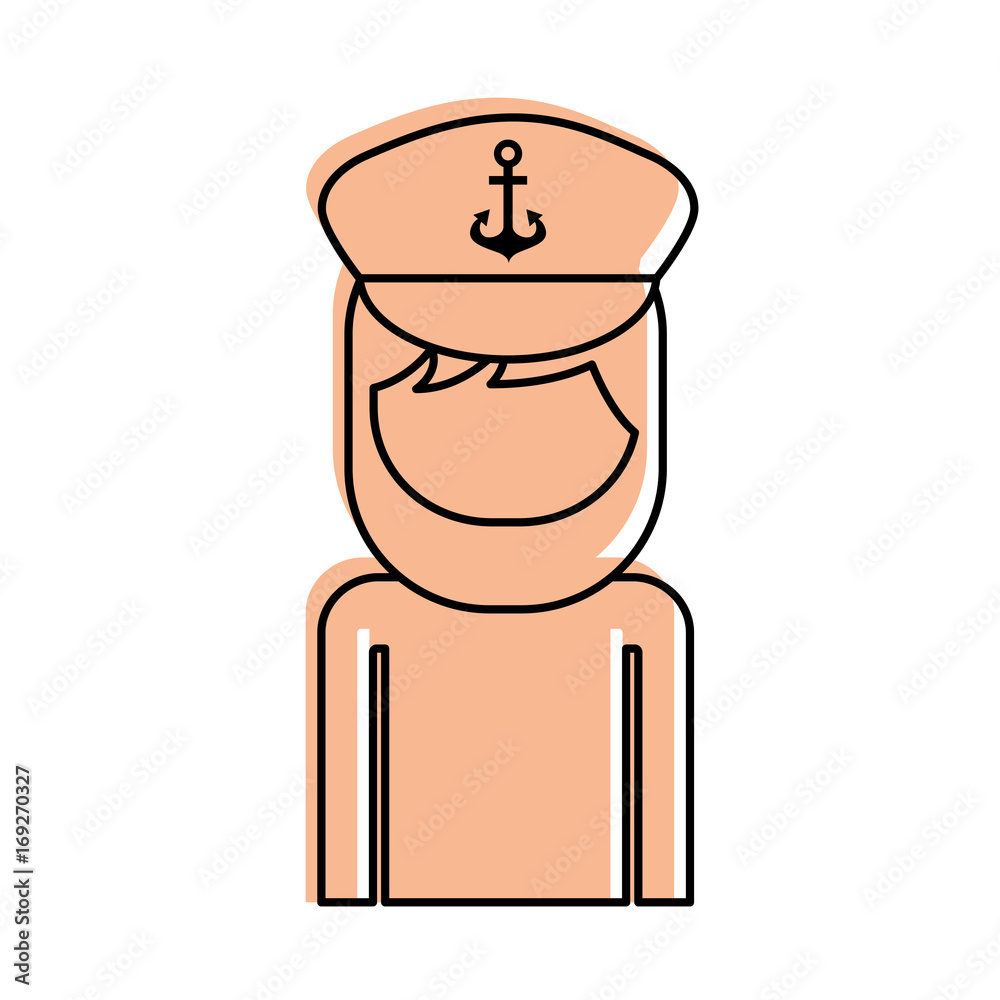 Poster sailor captain avatar character vector illustration design