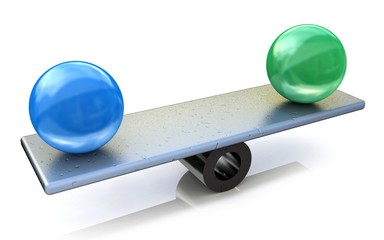 Two spheres in balance. 3d rendered illustration