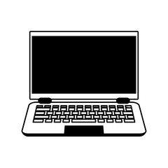 laptop computer frontview icon image vector illustration design  black and white