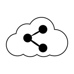 cloud storage with usb icon image vector illustration design  black and white