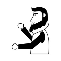 happy bearded man  sideview icon image vector illustration design  black and white