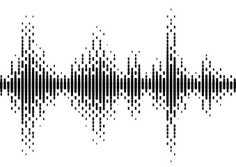 Halftone sound wave black and white pattern.