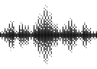 Halftone sound wave black and white pattern.