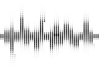 Halftone sound wave black and white pattern.