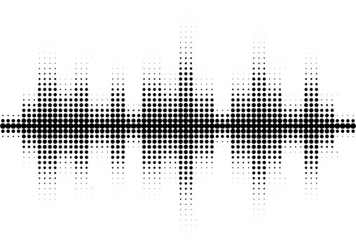 Halftone Sound Wave Black And White Pattern.