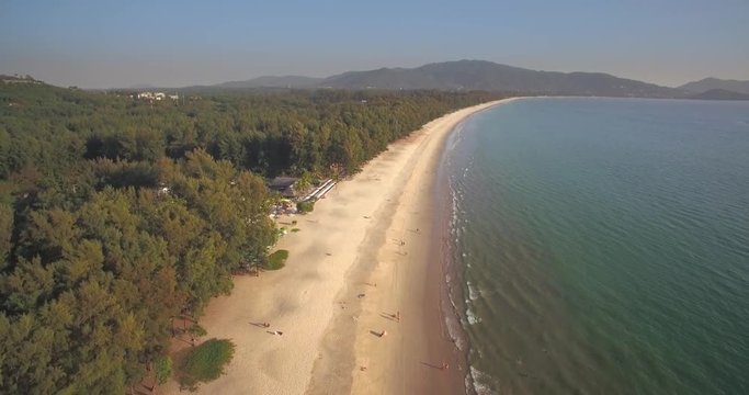 Unspoilt Layan And Bangtao Beach In Phuket, Southern Thailand, Descending Drone Footage

