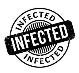 Infected rubber stamp. Grunge design with dust scratches. Effects can be easily removed for a clean, crisp look. Color is easily changed.
