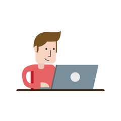 man using laptop computer icon image vector illustration design 