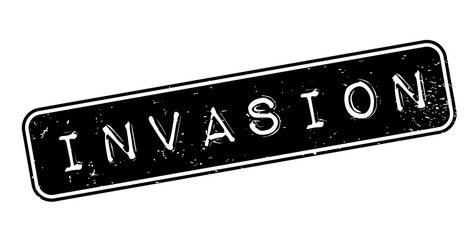 Invasion rubber stamp. Grunge design with dust scratches. Effects can be easily removed for a clean, crisp look. Color is easily changed.