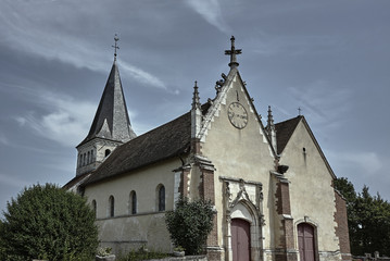 Fototapeta na wymiar The medieval gothic church in Champagne, France.
