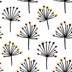 Tapeten Elegantes nahtloses Muster mit Blumenzweig. Vektorhintergrund im skandinavischen Stil. Ideal für Stoff, Textil, Tapeten © solodkayamari