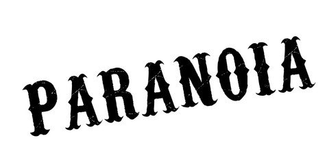 Paranoia rubber stamp. Grunge design with dust scratches. Effects can be easily removed for a clean, crisp look. Color is easily changed.