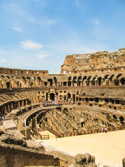 Fototapeta na wymiar View of the inside of the Colosseum - crowd of unidentified tourists everywhere