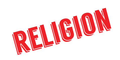 Religion rubber stamp. Grunge design with dust scratches. Effects can be easily removed for a clean, crisp look. Color is easily changed.