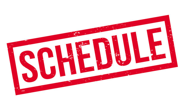 Schedule rubber stamp. Grunge design with dust scratches. Effects can be easily removed for a clean, crisp look. Color is easily changed.