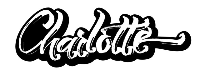 Carlotte. Sticker. Modern Calligraphy Hand Lettering for Serigraphy Print