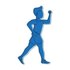 running man avatar sideview icon image vector illustration design  blue color