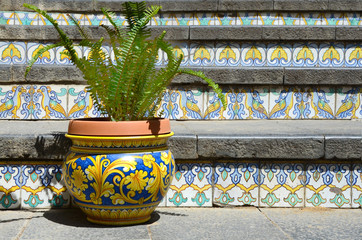 Typical ceramic vase on Caltagirone staircase