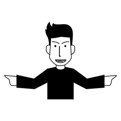 man with open arms icon image vector illustration design  black and white