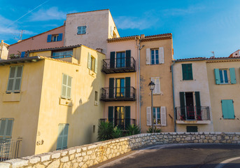 Fototapeta na wymiar Provence, France style buildings in Antibes, France
