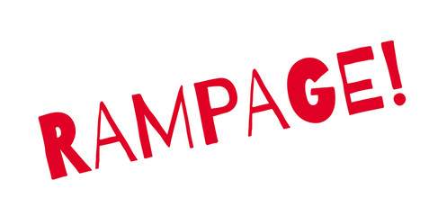 Rampage rubber stamp. Grunge design with dust scratches. Effects can be easily removed for a clean, crisp look. Color is easily changed.